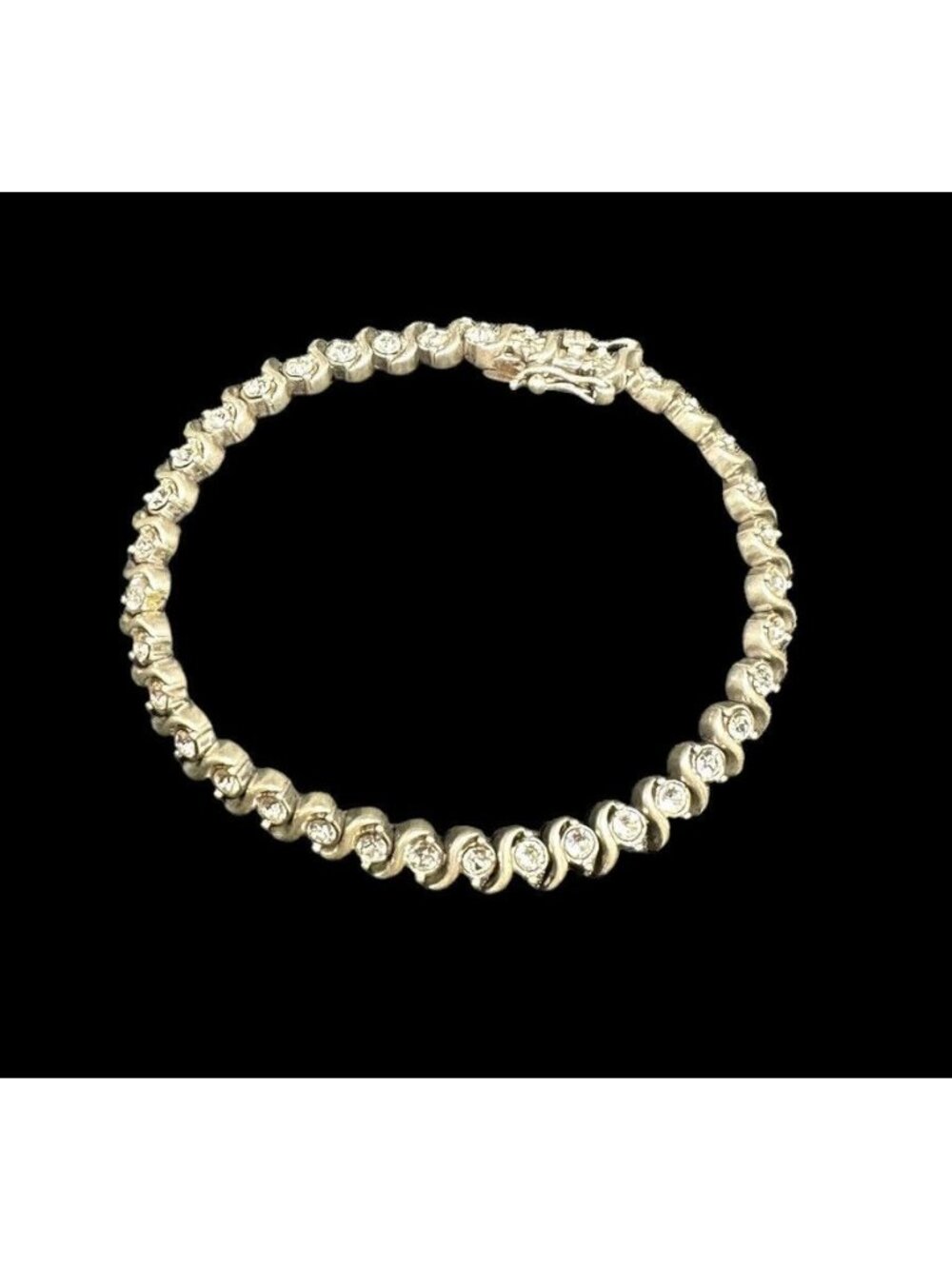Vintage OTC Sterling Tennis Bracelet Round Clear Cubic Zirconia  16.3 Grams